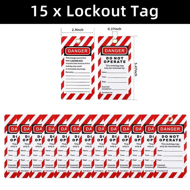 Lockout Tagout Kit -Lockout Tagout Tag, Nylon Tie, Nylon Storage Bag, Redsafety Padlock, Lockout Tagout Locks ( Red Kit ) 4