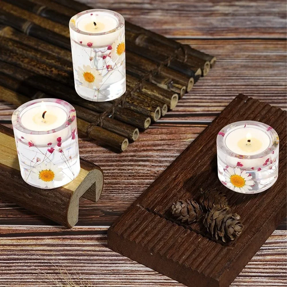 Tea light Candle Holder Resin Mold DIY Cylindrical Candlestick Clay Epoxy Casting Silicone Molds Wedding Party Home Decoration