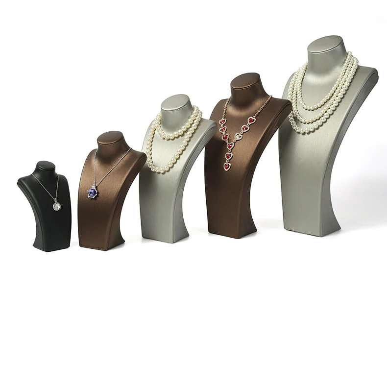 

Necklace Display Model Stand Classic Pu Leather Portrait Neck Jewelry Pendant Shelf Jewelry Organizer Multiple Sizes Available