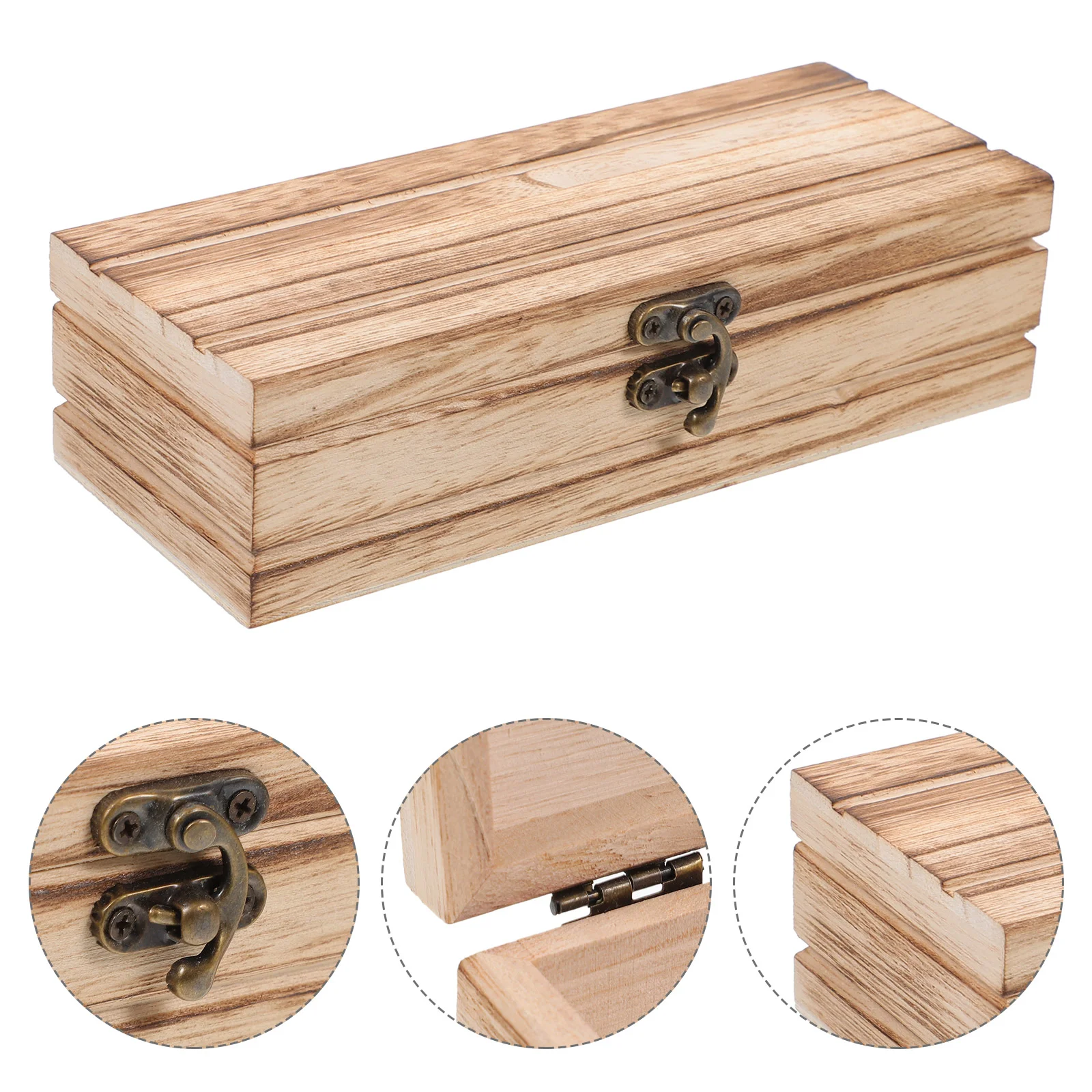 

Treasure Chest Wooden Storage Box Jewelry Container Organizer Pirate Retro Case Vintage