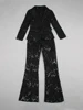 HIGH STREET Newest 2024 Designer Runway Suit Set Women's Single Button Guipure Lace Blazer  Flare Pants Set 3