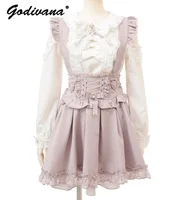 Japanese Liz Mine Mass Production Detachable Suspender Skirt Spring and Autumn Heart Cross Suspender Back Bow Straps Skirt 1