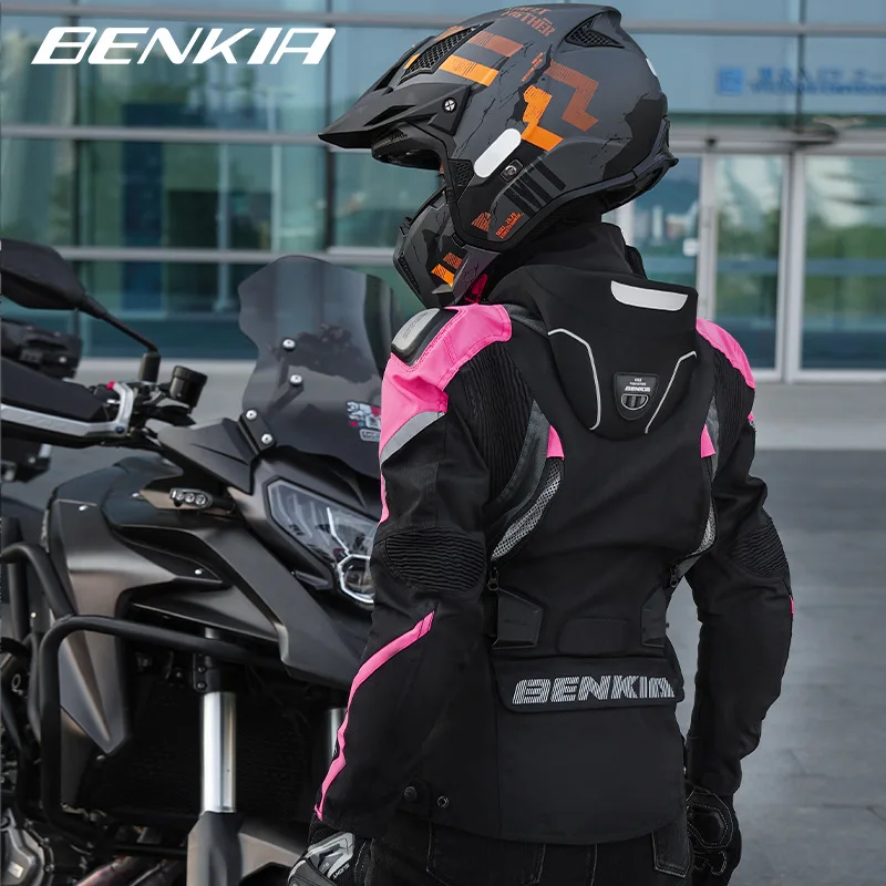 벤키아 여성용 오토바이 재킷 겨울용 따뜻함 가벼운 통풍 넥 가드 내마모성 보호 디자인