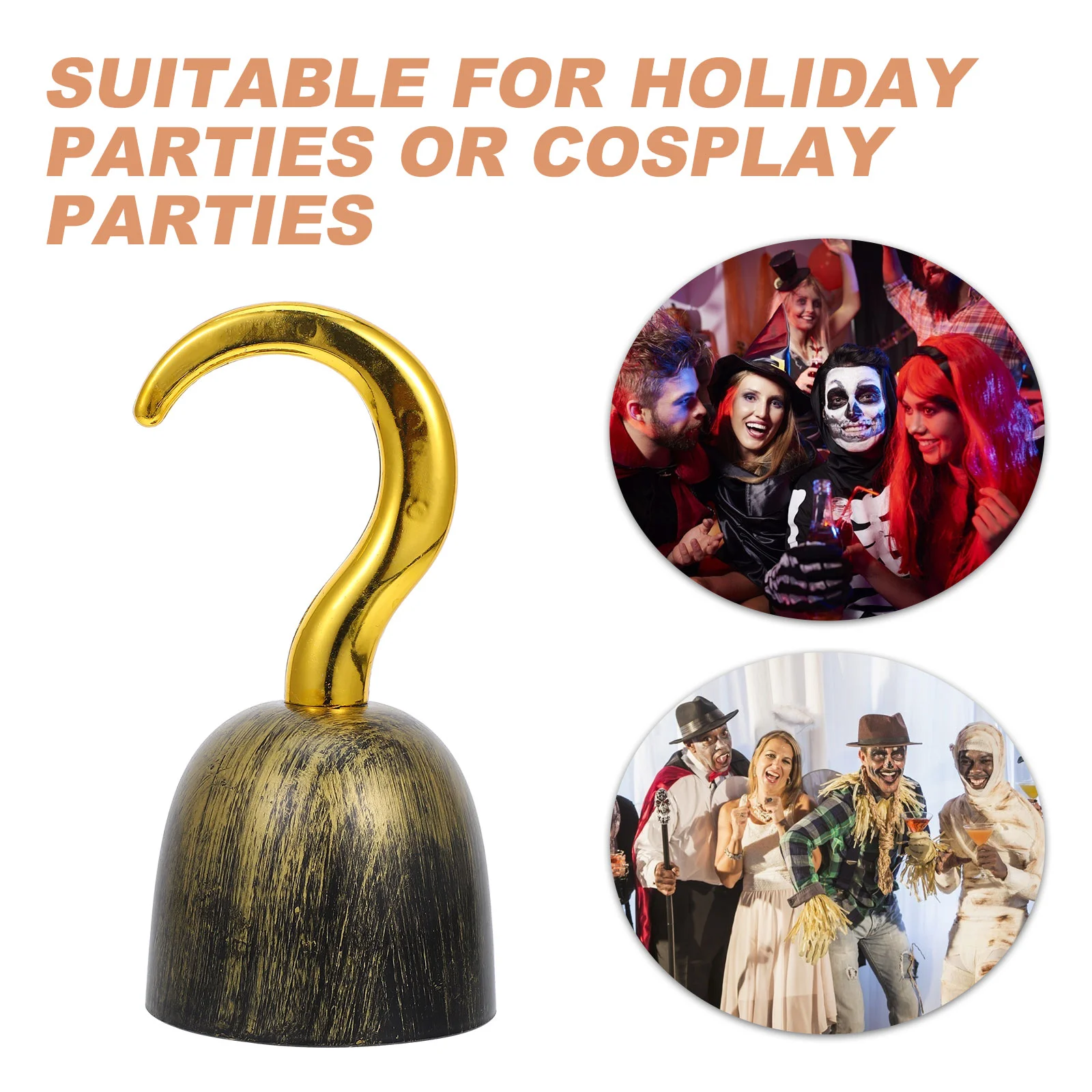 1Pc Golden Pirate Hook Toys Plastic Hooks Captain Costume Props Halloween Party Supplies Festive Photo Booth Accessories