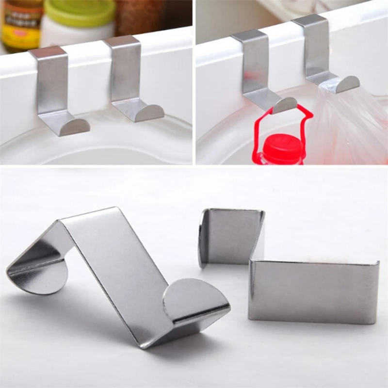 Description Picture 6 of item2Pcs Door Hanger Hook Stainless steel Multi hook Clothes Bedroom Bathroom Hanger Holder Kitchen Cabinet Draw Over Door Hook