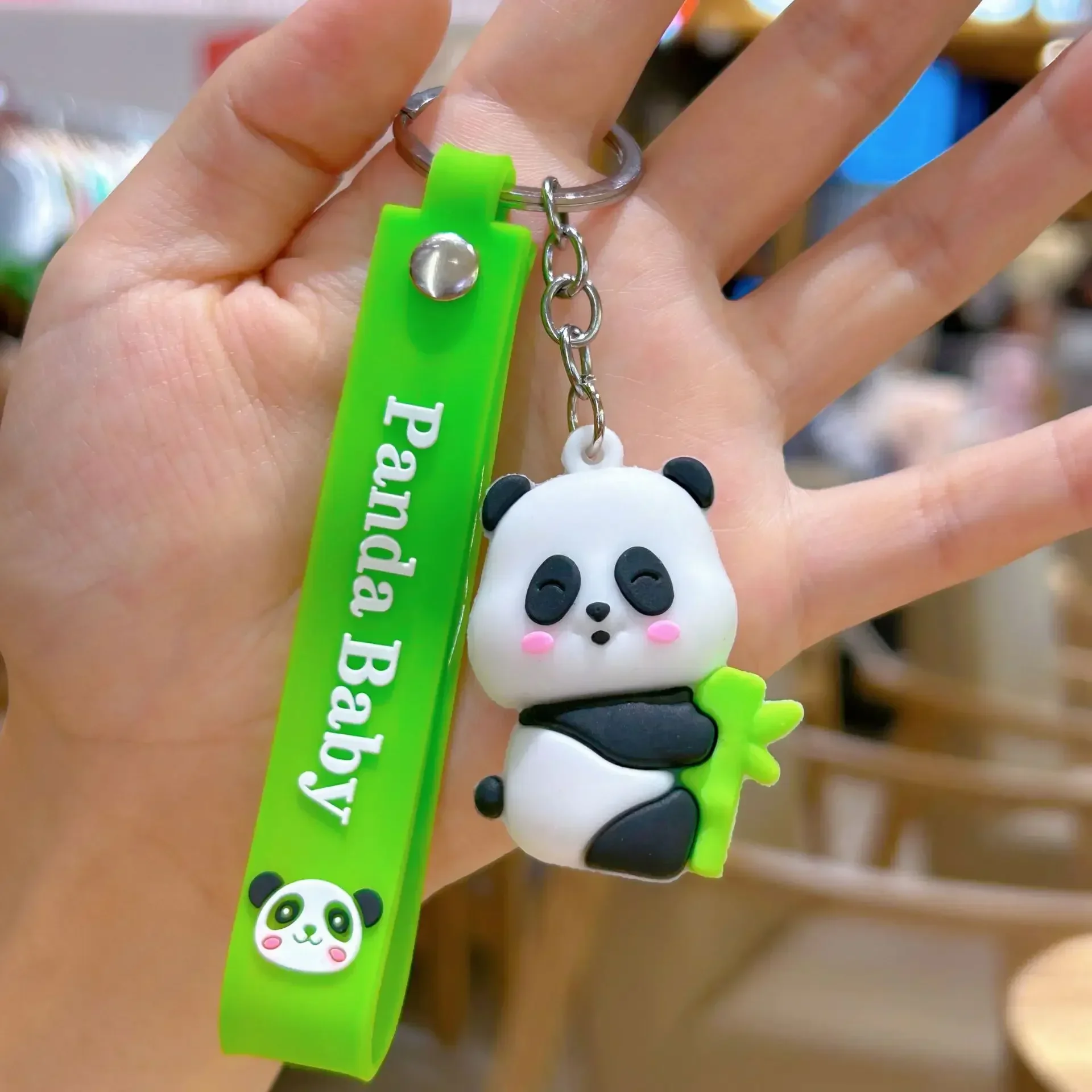 s Creative Hold Bamboo Panda Holiday Couple Small Gift Fashion Personality Silicon Keychain