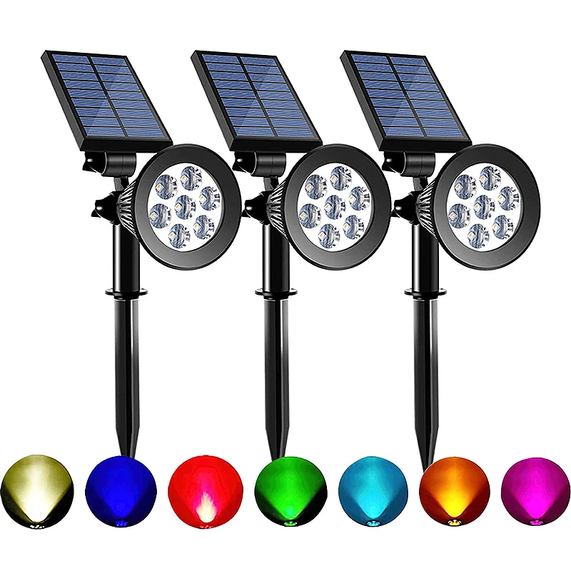 

Уличные водонепроницаемые точечные светильники на солнечной батарее, цветные Ландшафтные светильники для съемки деревьев, садовые дождестойкие светодиодные светильники для газона с заземлением, Лидер продаж