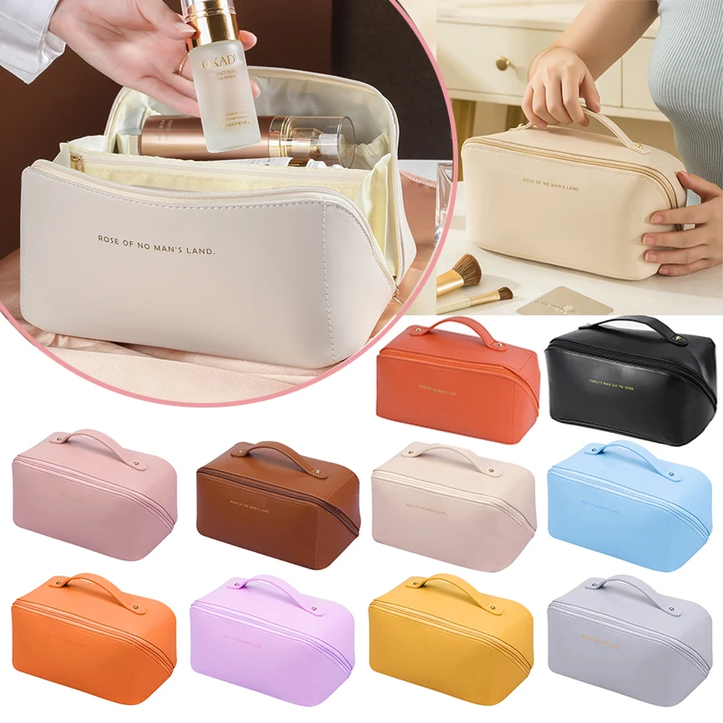 Large Capacity Travel Cosmetic Bag Portable PU Makeup Pouch Women ...