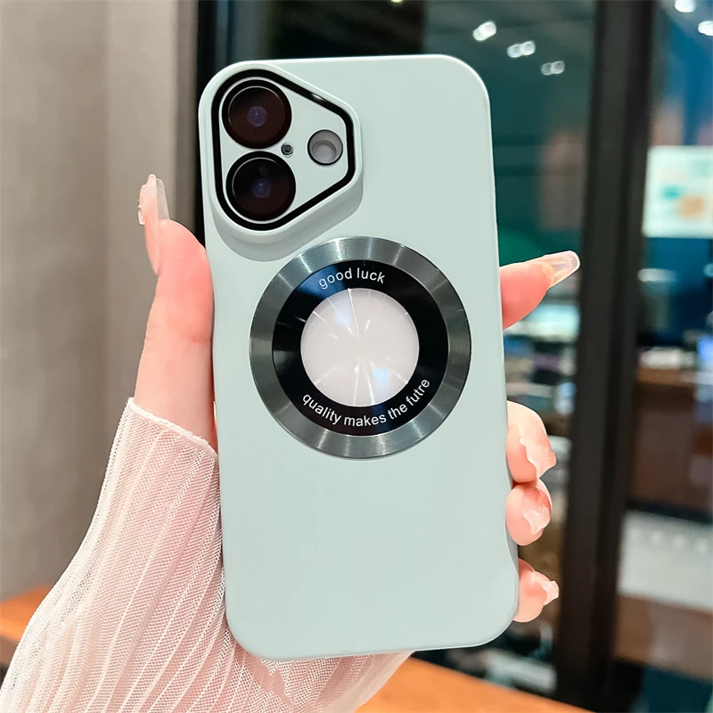 Custodia ultra sottile rigida in PC opaco per iPhone 16 15 14 Plus 13 12 11 Pro Max con logo trasparente magnetico per la ricarica wireless Magsafe_voghion.com