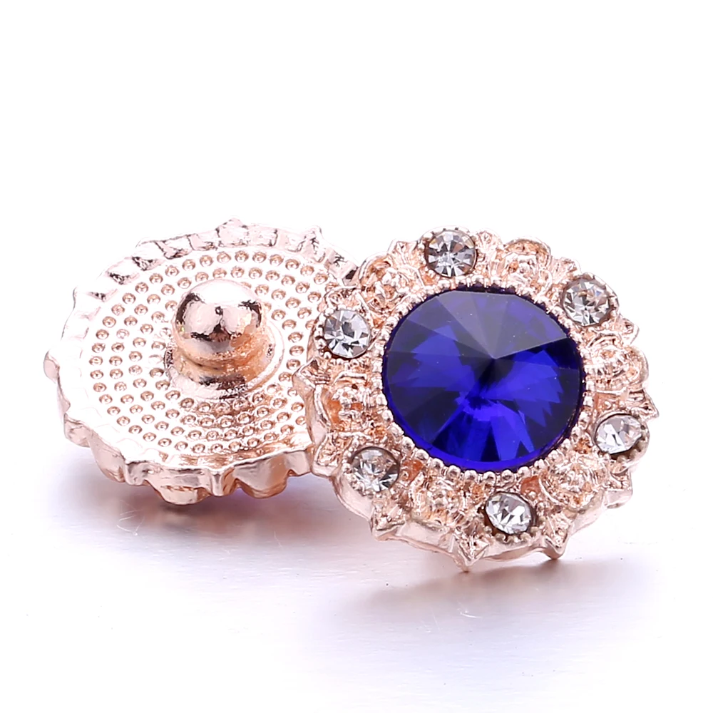 15pcs Newest Snap Jewelry Rose Gold Rhinestone 18mm Snap Buttons for Snap Bracelet Necklace