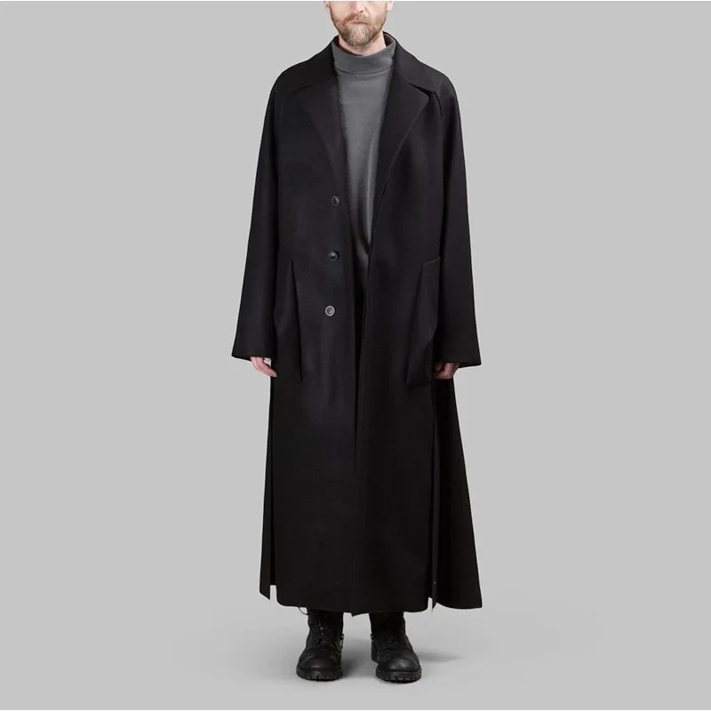 

Men's Woolen Coat New Autumn/Winter Korean Fashion Plus Long Dark Runway Casual Loose Plus Size Coat