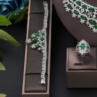 2022 New 4-piece suit Cubic Zirconia Bride Jewelry Set Women's Party, Deluxe Dubai Crystal Wedding Jewelry Set 4