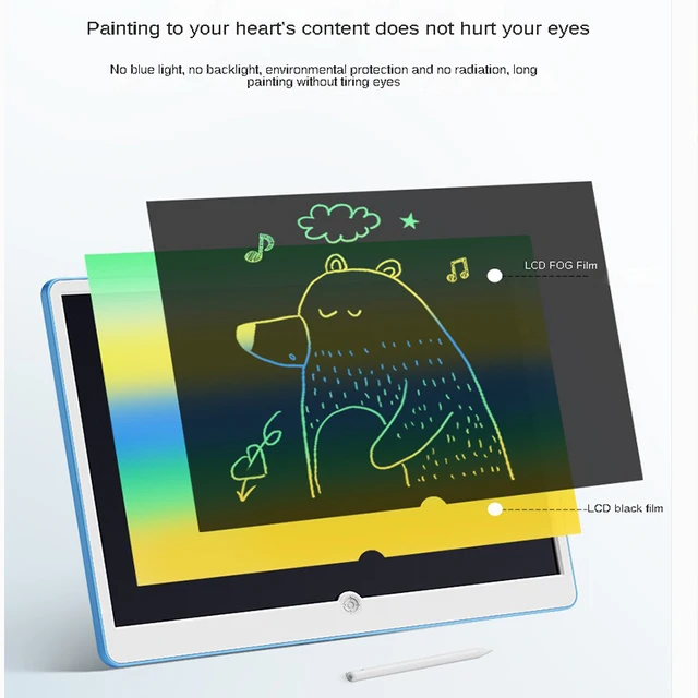 Tableau d'écriture LCD 19 pouces, outils d'écriture d'art et de peinture pour enfants, jouets éducatifs pour filles de 3 4 5 6 7 ans, jouets pour bébés garçons 4
