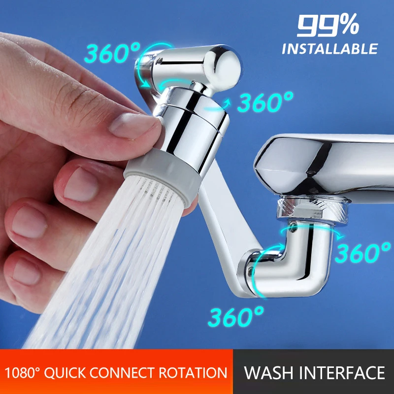 1080 ° Girevole Braccio Robotico Girevole Estensione Rubinetto Aeratore Bagno Rubinetto Rotante Testa Spruzzatore Filtro Antispruzzo Ugello Gorgogliat