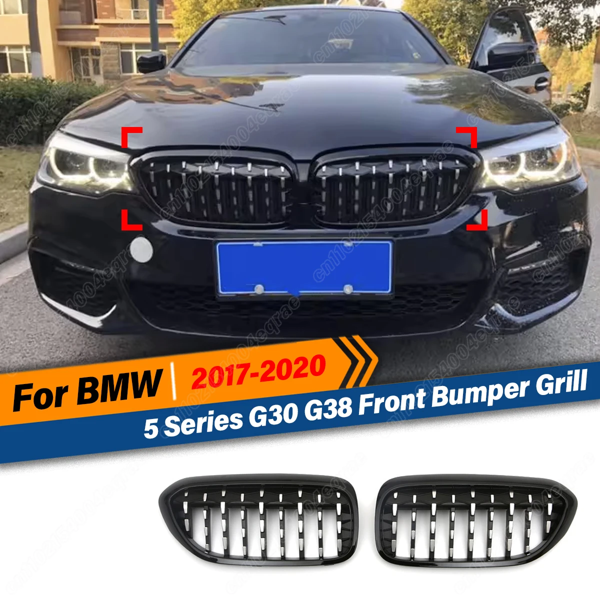 For BMW 5 Series G30 G38 2017 2018 2019 2020 Front Bumper Grill Front Kidney Grille Diamond Grille Meteor Style Accessories