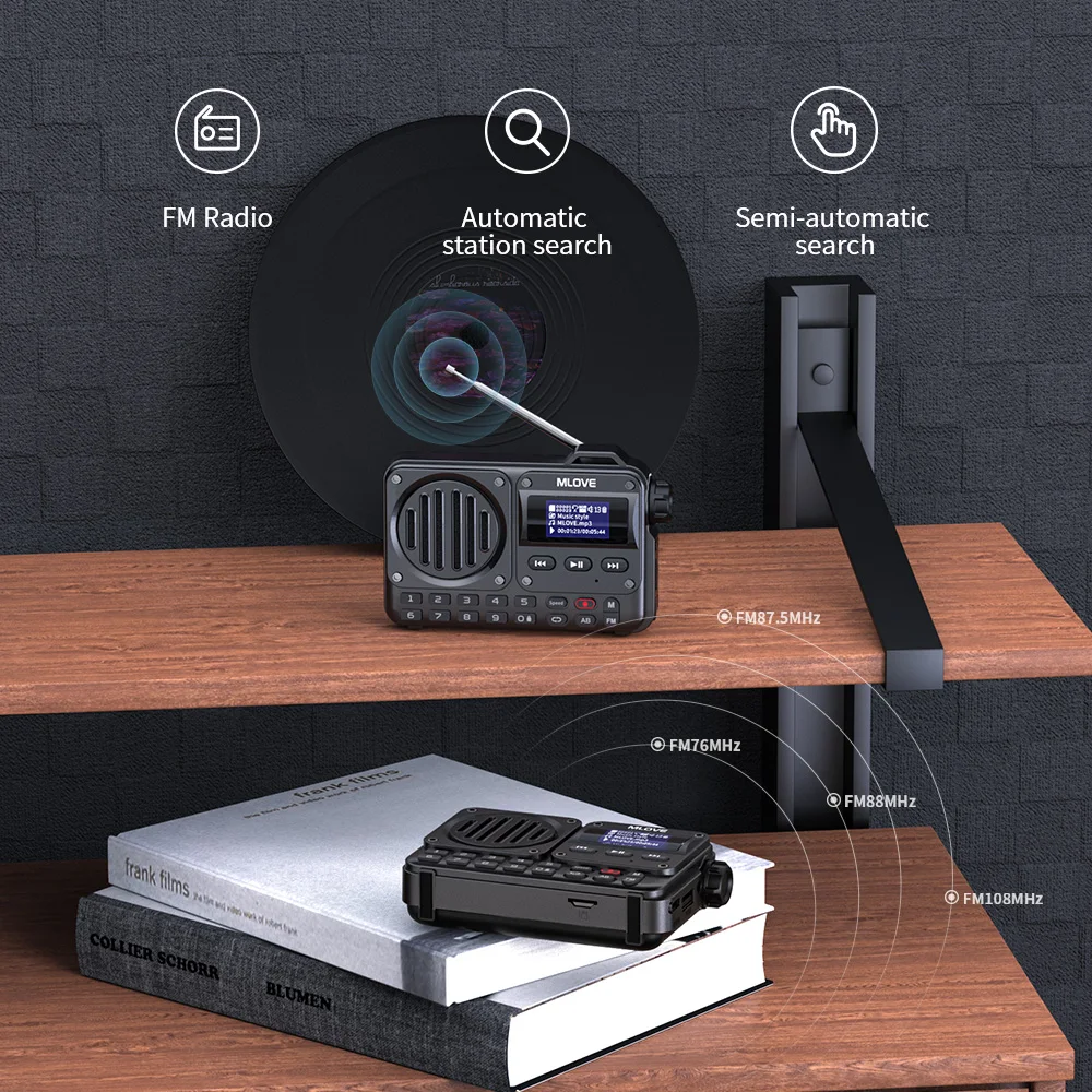 MLOVE-alto-falante super portátil Bluetooth, rádio FM, tela LCD, antena, entrada AUX, disco USB, cartão TF, MP3 Player, BV800