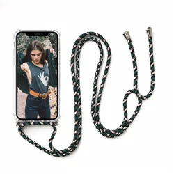 Crossbody Lanyard Necklace Clear Phone Case with Neck Strap for Realme C65 (Green yellow)