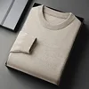 Autumn New Men's Round Neck Pullover Long Sleeved Knitted Sweater Retro Lightweight Sports Shirt Soild Color Casual Jacket 2