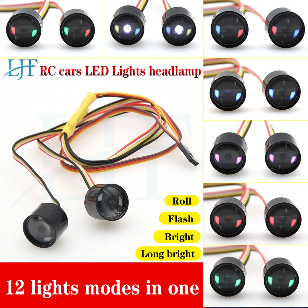 

Разноцветные светодиодные фары LJF 20 мм для радиоуправляемых автомобилей с платой контроллера CH3 для 1/10 Axial SCX10 TRX4 90046 Rock Crawler DIY детали