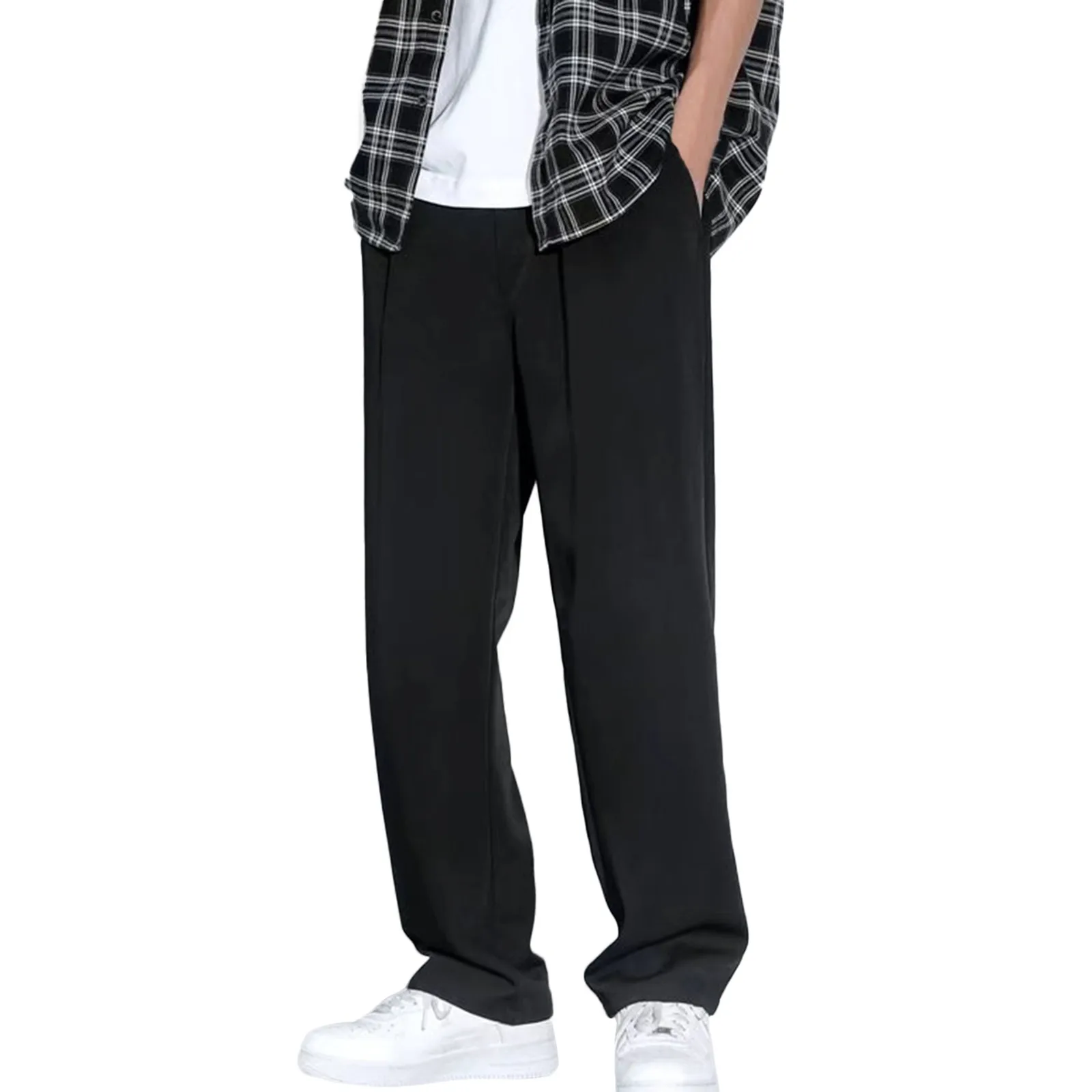 Sweatpants Straight Leg Men Casual Pants Pockets Lightweight Streetwear Running Man Trousers Y2k Clothes Gym Work Pantalones