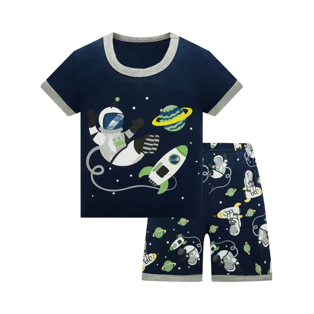 Kids Pajamas Set Summer Children Short Sleeve Sleepwear Rocket Boys Cartoon Pyjamas Clothing Nightwears Set 22