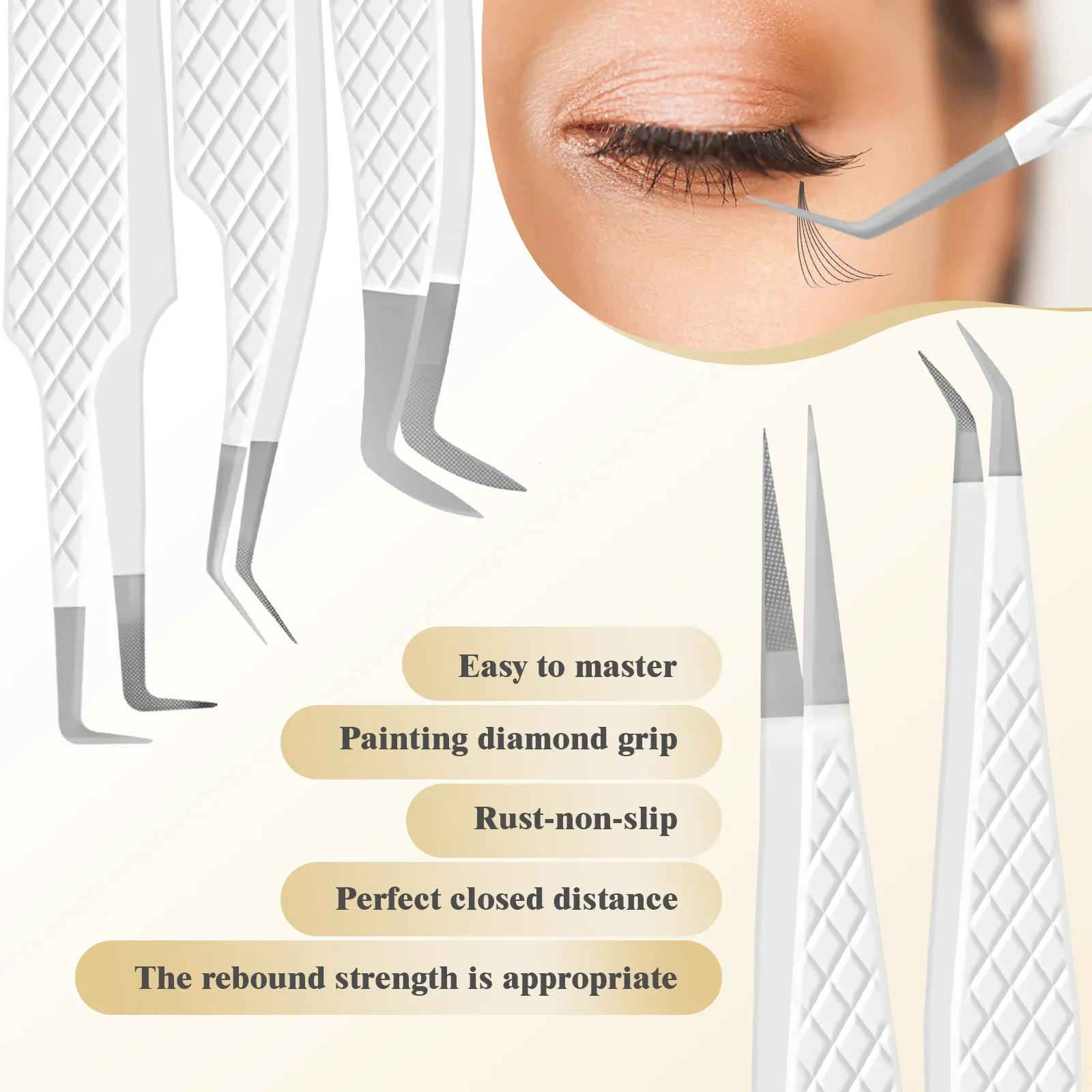 Eyelash Extensions Tweezers  With Fiber Tips Lash Artists High Precision Superhard Anti-Static Tweezer Makeup Tools Custom Logo 6