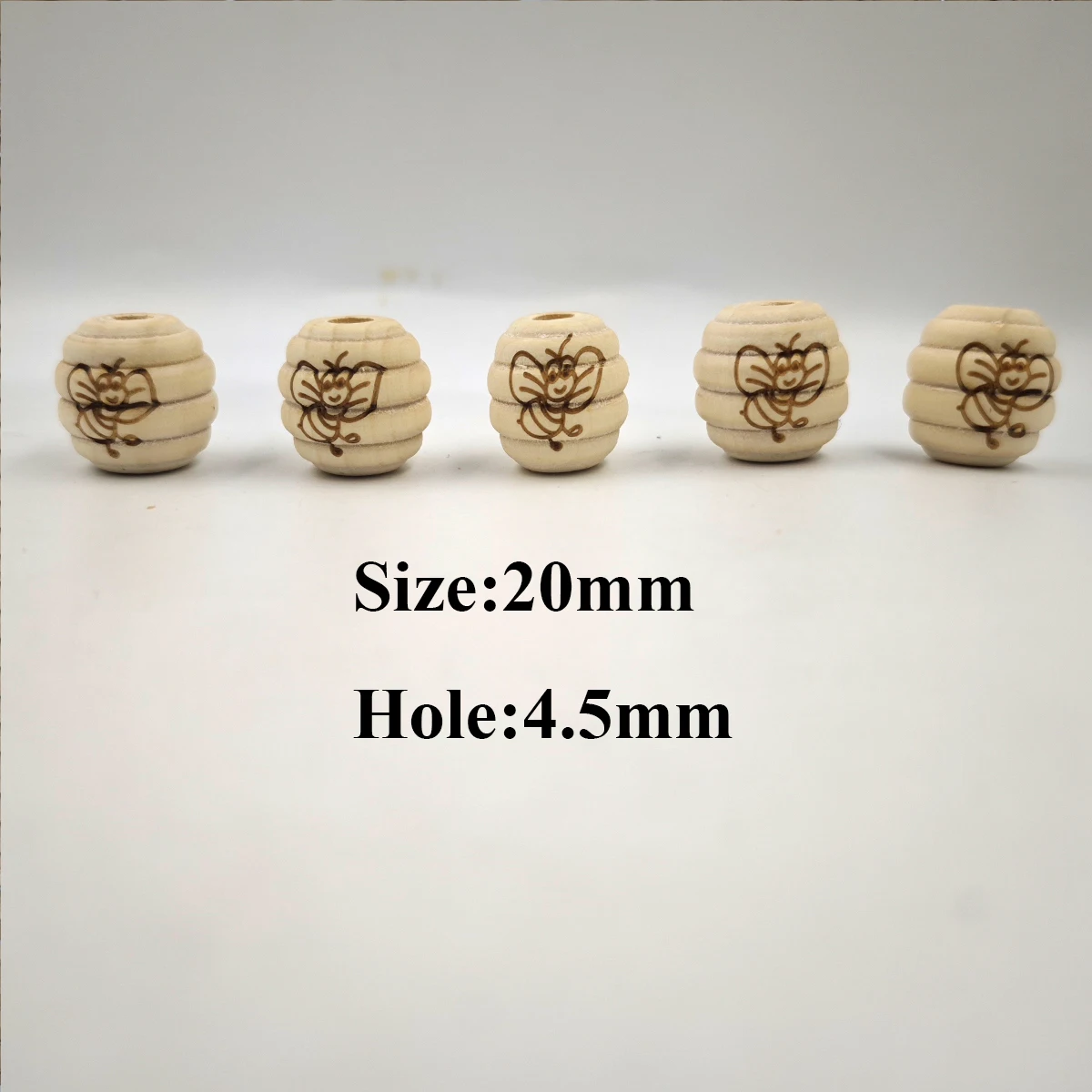 20mm 미완성 된 나무 스레드 Teether 비즈 꿀벌 패턴 나무 스페이서 느슨한 벌집 라운드 벌집 비즈 DIY 쥬얼리 공예
