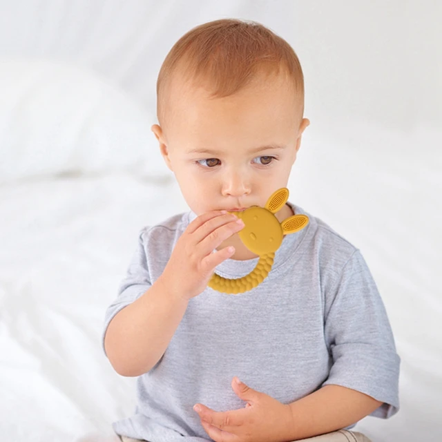 1PC Silicone Teether Baby Toy Baby Stuff Newborn Dental Care Durable Teething Chewing Toy Rabbit Shape Teether Ring Baby Gift 6