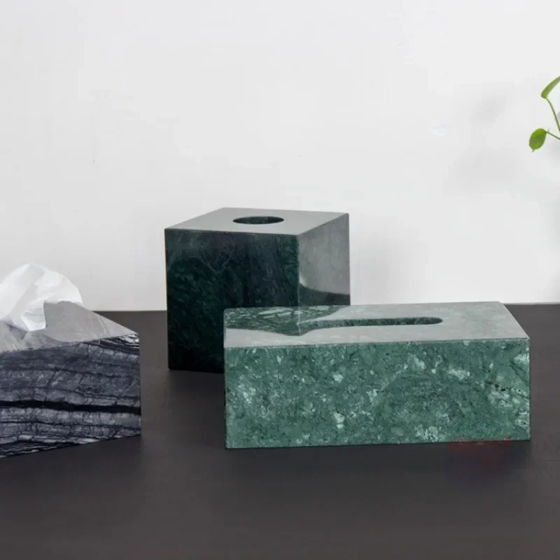 Nordic Modern Natural Marble Tissue Box Black Rectangular Light Luxury Paper Box Home Hotel Model Room Creativity Crafts 6