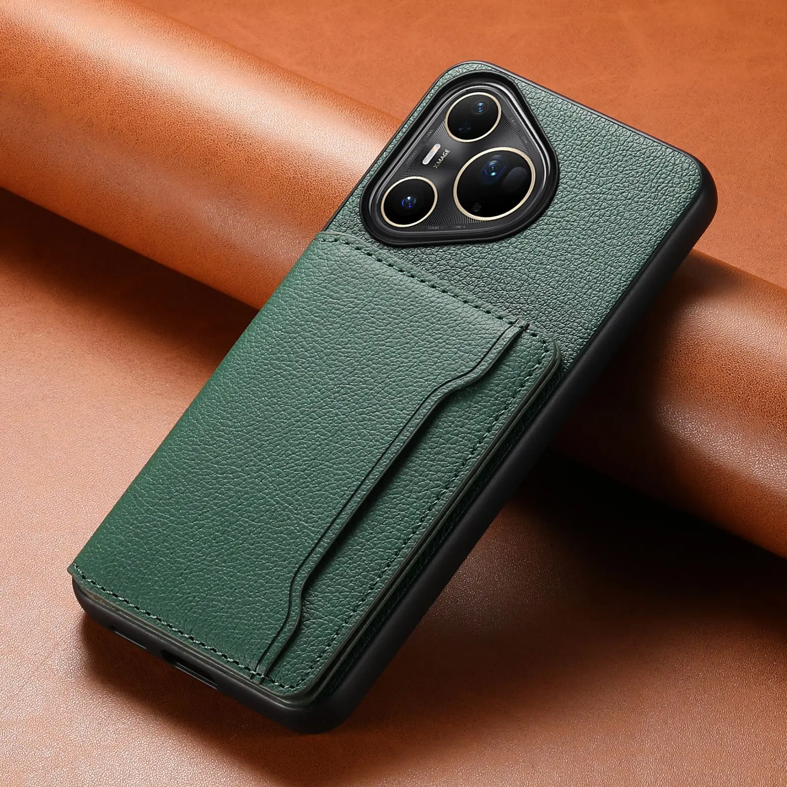Leather Phone Case with Magnetic Card Holder and Wallet Bracket Cover