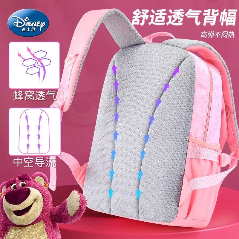 Disney Lotso School Bags For Girls Grade 2-6 Primary Student Leisure Shoulder Orthopedic Backpack Large Capacity  Light Mochilas
