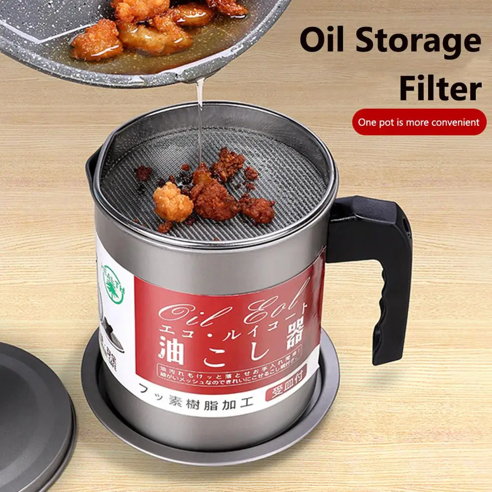 Kitchen Storage Oil Strainer Grease Pot 1.7l Aluminum Oil Storage