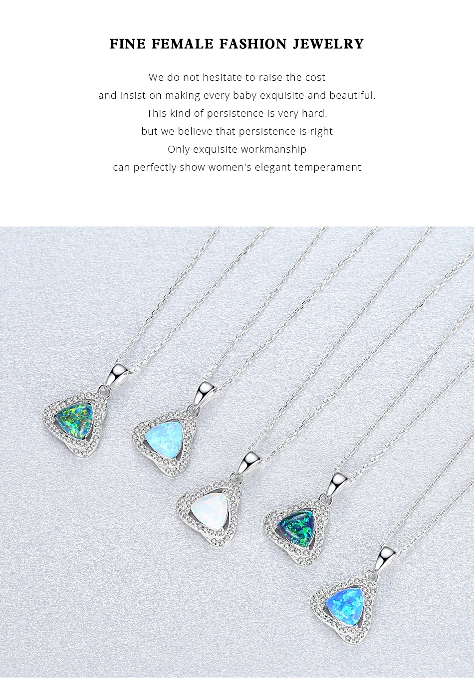 Collana con ciondolo in argento con opale di fuoco grande creativo di alta qualità per le donne da sposa di lusso_voghion.com