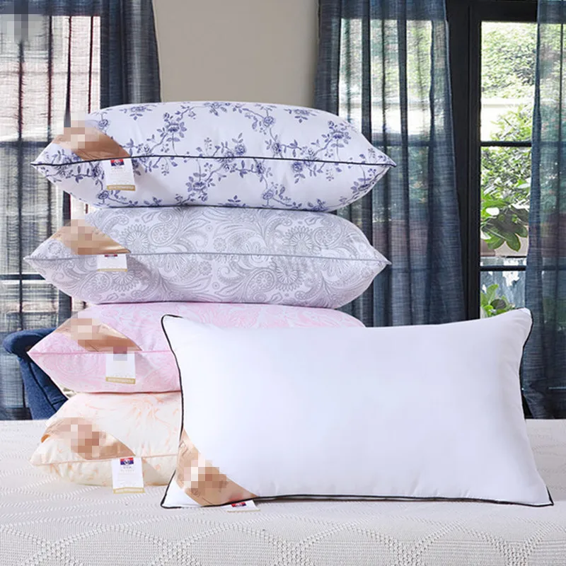 

100% Cotton Pillow Bedroom Bed Sleep Cervical Pillows Middle-high Pillow Core Frosted Thickened Machine Wash Quilt Cover