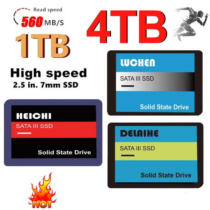 

4TB SSD Sata Hard Drive Disk 560MB/S High Speed Hard Disk Sata3 2.5Inch 2TB 1TB External Solid State Drive For Laptop 2024 New