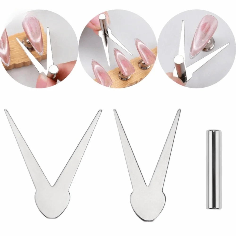 3개/세트 V자형 캣아이 마그네틱 툴 프렌치 스타일 마그네틱 막대 네일 마그네틱 스틱 더블헤드 조합 도구