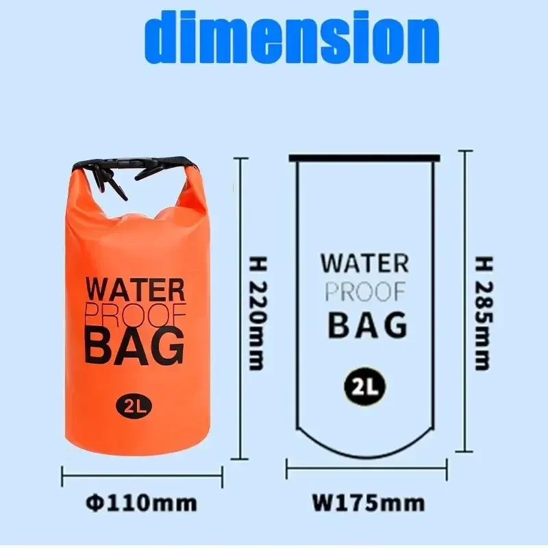 Waterproof Dry Bag 2 Liter Storage Swimming Kayak River Hiking Float Sailing Canoe Diving Compression Backpack
