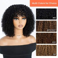Perruques Bob Courtes Bouclées en Cheveux Humains, Perruques Afro Bouclées avec Frange, Perruques Bob Jerry Bouclées Sans Colle Prêtes à Porter, Perruques Brésiliennes en Cheveux Humains 4