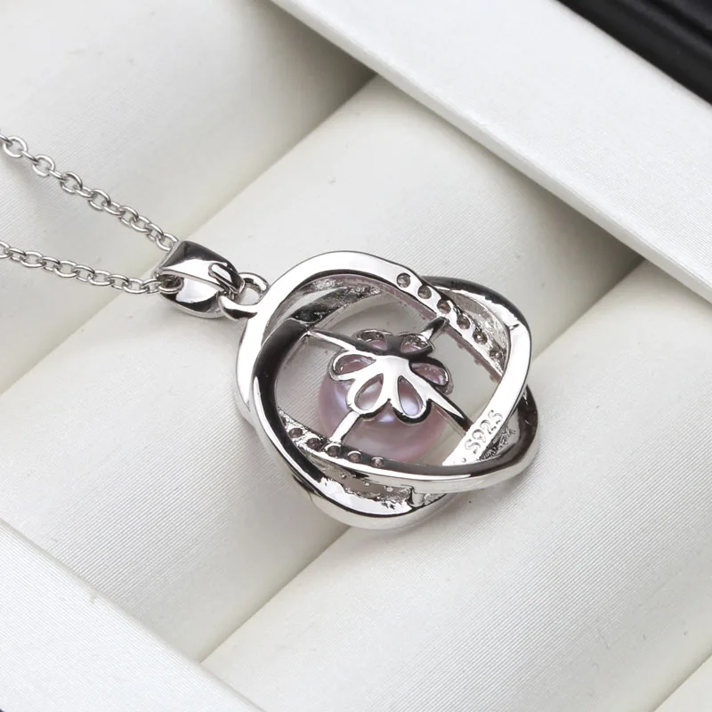 925 Sterling Silver Pendant Women Wedding Black Natural Freshwater Pearl Necklace Engagement Gift