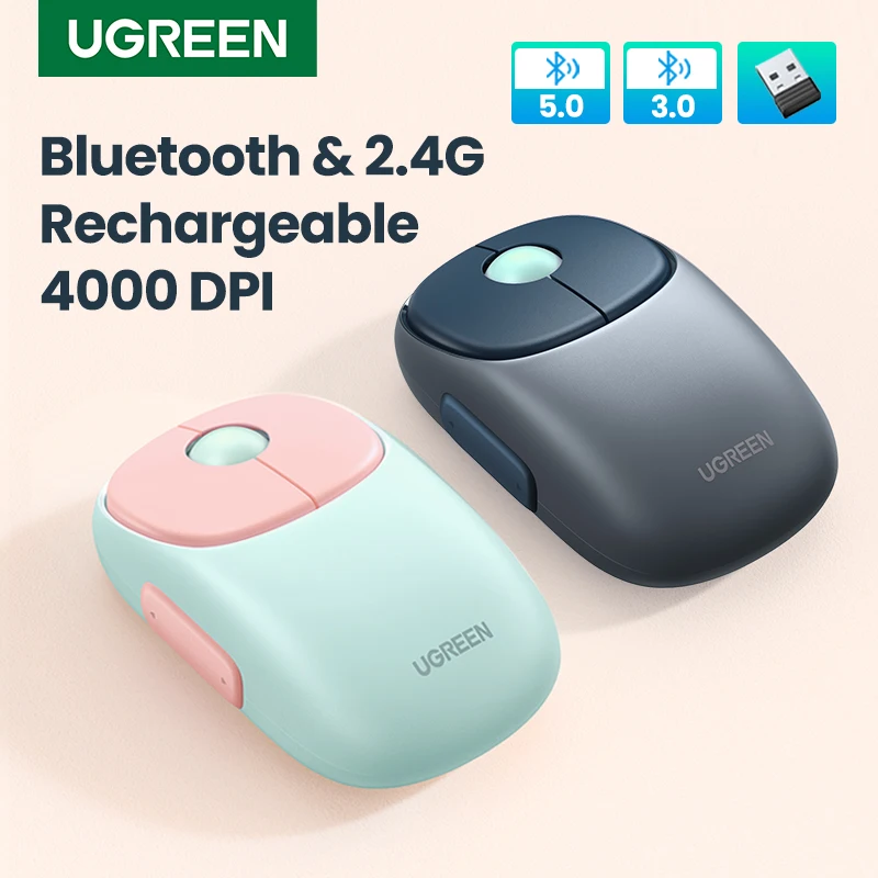  UGREEN Wireless Mouse Bluetooth 5.0 3.0 2.4G Rechargeable Mouse 4000 DPI Charging Bluetooth Mouse For MacBook iPad Tablet Laptop 