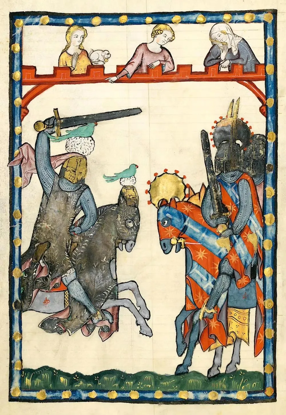 Vintage Medieval Lovers on Horse Canvas Art Print - Retro European Wall Décor