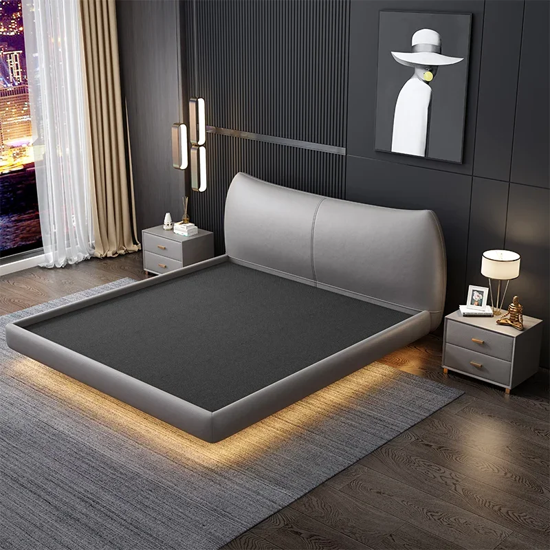 

Итальянская Минималистичная кожаная плавающая Индукционная лампа для кровати, искусственная кожа, экстравагантная простая безголовая сеть знаменитостей