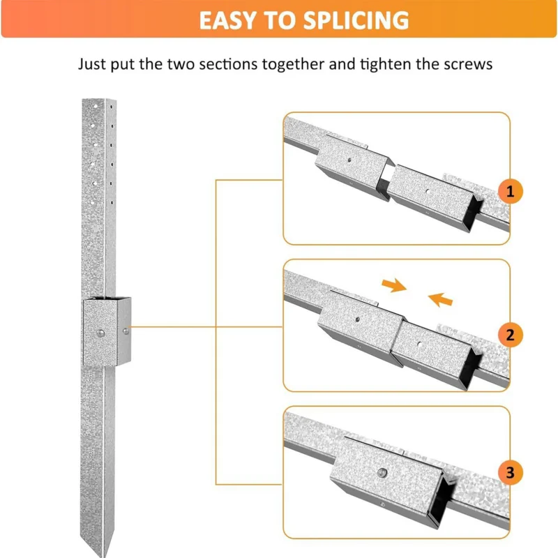 Steel Fence Stakes Heavy Duty Ground Stakes Thickened Barrier Bracket Repairing Accessories For Mailbox Reinforcement