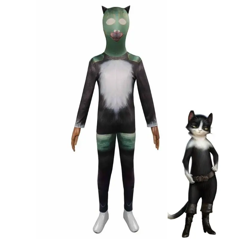 thumbnail image 1 of Disfraz de gato con botas para niños, disfraz de gato con espada, capa, sombrero, accesorios, disfraz de Halloween, 1 of 5