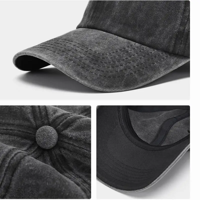 Baseball Cap Washed Cotton Men Women Snapback Hat Vintage Hip Hop Caps Solid Color Dad Hat Bone Casquette Outdoor Casual Sport - 2