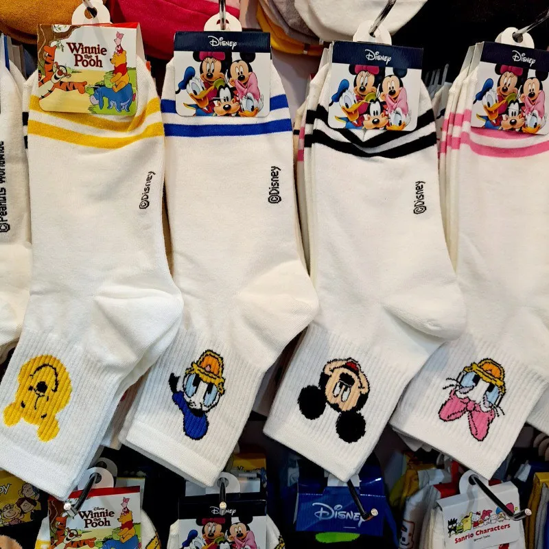 

Disney Donald Duck Women Socks Cartoon Mickey Winnie The Pooh Cute Cotton College Style Kawaii Autumn Winter Girl Christmas Gift