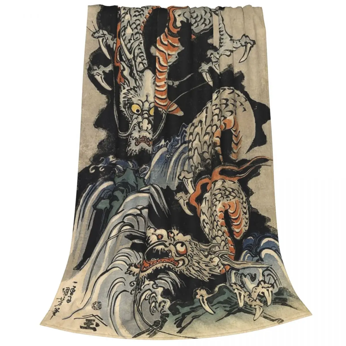 Utagawa Kuniyoshi - Dragons Blankets Flannel Breathable Sofa Throw Blankets For Home Bedroom Outdoor Throws Bedspread Quilt 2