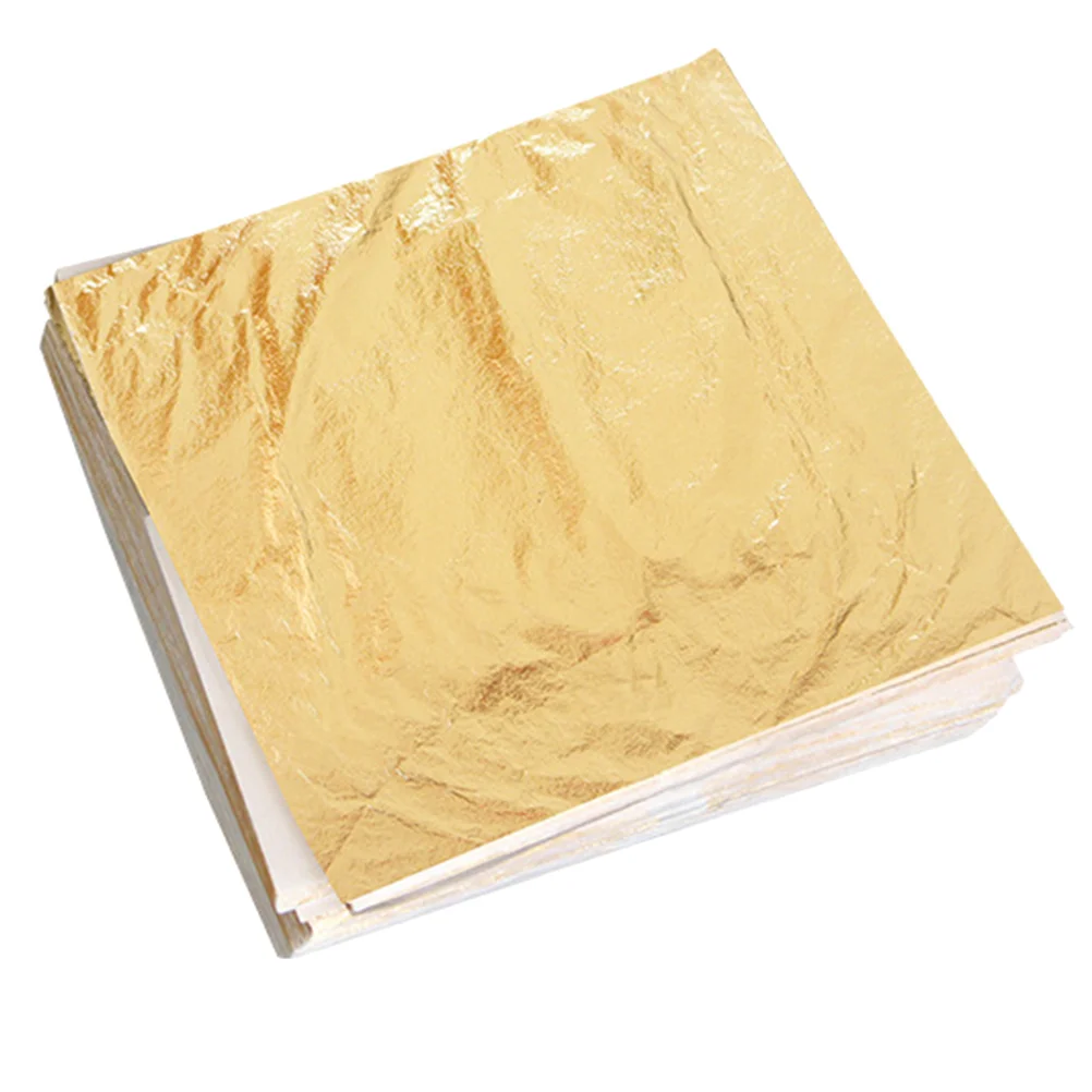 

100pcs Exquisite Imitation Golden Foil Paper Lightweight Decors Home Adornment Supplies for Paint Makeup Crafting