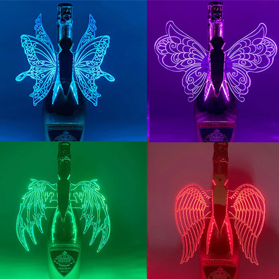 

RGB Angel Butterfly Wings LED Champagne Topper Strobe Baton VIP Bottle Service LED Sparkler Light For Nightclub Bar Decor