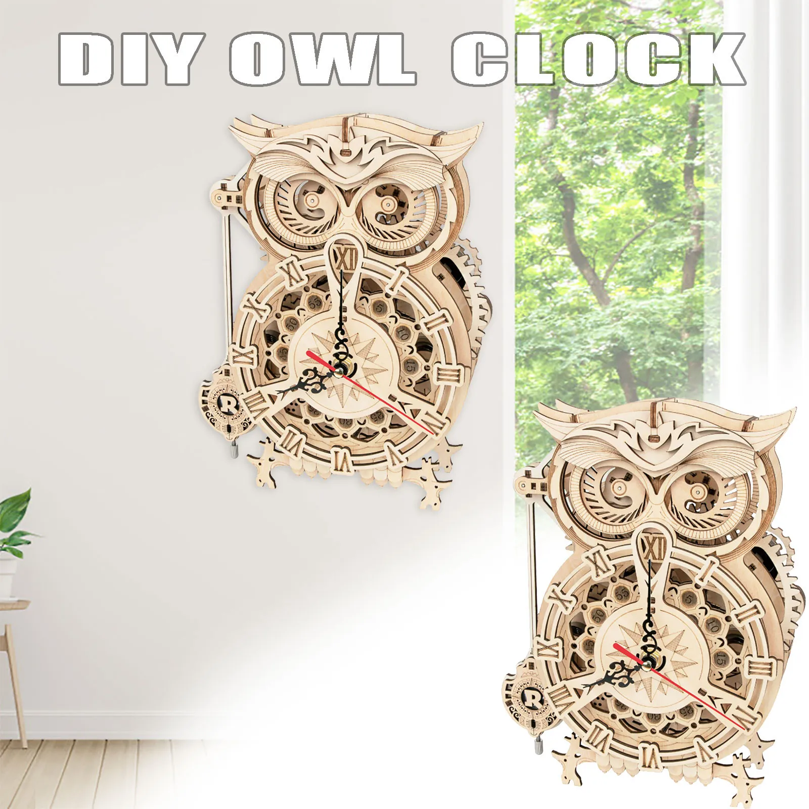 Wooden Owl Table Clock Three dimensional Puzzle 3d Model Educational